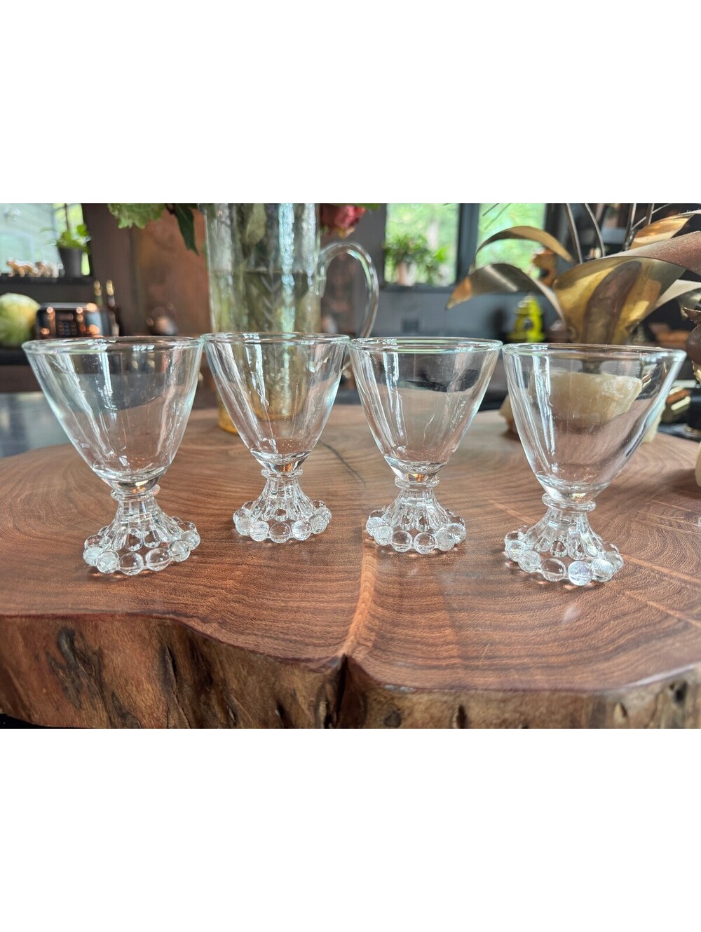 Vintage Anchor Hocking Boopie Cordial Glasses - Clear Bubble Base - Set of 4